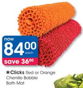 Clicks red Or Orange Chenile Bobble Bath Mat-Each