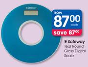 Safeway Teal Round Glass Digital Scale