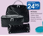 Clicks Black Embossed Toiletry bag Range-Each