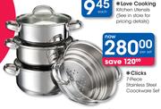 Clicks 7-Piece Stainless Steel Cookware Set-Per Set