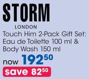 Storm London Touch Him 2 pack Gift Set: Eau de Toilette 100ml & Body Wash 150ml