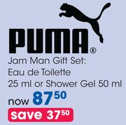 PUMA Jam Man Gift Set: Eau de Toilette 25ml Or Shower Gel 50ml