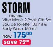 Storm London Vibe Men's 2 pack Gift Set: Eau de Toilette 100ml & Body Wash 150ml