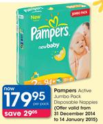 Pampers Active Jumbo Pack Disposable Nappies-Per Pack