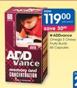 Addvance Omega 3 Chewy Fruity Bursts-60 Capsules Per Pack