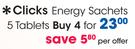 Clicks Energy Sachets Tablets-4 x 5 Tabs packs