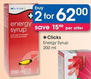 Clicks Energy Syrup -2 x 200ml