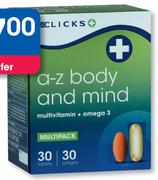 Clicks A-Z Body And Mind 30's Softgels And 30's Tablets-2 Packs