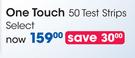 One Touch 50 Test Strips Select
