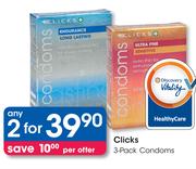 Clicks 3-Pack Condoms-2 Packs