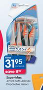 Super-Max 4-Pack SMX 4-Blade Disposable Razors-Per Pack