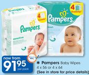 Pampers Baby Wipes 4x56 Or 4x64-Per Pack