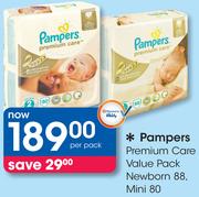 Pampers Premium Care Value Pack Newborn 88/Mini 80-Per Pack