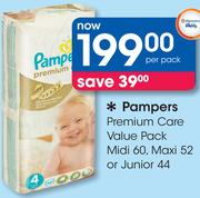 Pampers Premium Care Value Pack Midi 60/Maxi 52/Junior 44-Per Pack