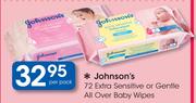 Johnson's 72 Extra Sensitive Or Gentle All Over Baby Wipes-Per Pack