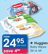 Huggies Baby Wipes 56 Or 64-Per Pack