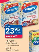Purity Baby Cereal Just Add Water Sage 1,2 Or 3-200g Per Pack
