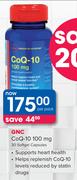 GNC CoQ-10 100mg 30 Siftgel Capsules-Per Pack