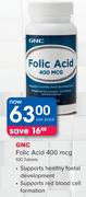 GNC Folic Acid 400Mcg 100 Tablets-Per Pack