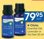 Clicks Essential Oils Lavender Or Tea Tree-20ml Each