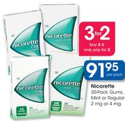 Nicorette 30 Pack Gums, Mint Or Regular 2mg Or 4mg-Per Pack
