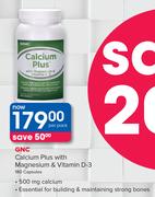 GNC Calcium Plus With Magnesium & Vitamin D-3 180 Capsules-Per Pack