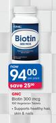 GNC Biotin 300 mcg 100 Vegetarian Tablets-Per Pack