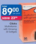 Clicks Multivitamin With Ginseng 30 Softgels-Per pack