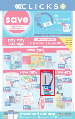 Clicks : Pay Day Savings (21 Sep - 22 Oct 2017), page 1