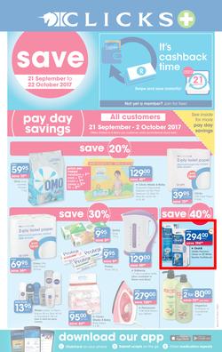 Clicks : Pay Day Savings (21 Sep - 22 Oct 2017), page 1