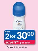 Dove Roll On-2 x 50ml