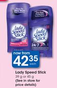 Lady Speed Stick-39g Or 45g Each