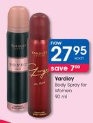 Yardley Body Spray For Women-90ml Each