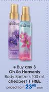 Oh So Heavenly Body Spritzers-100ml Each