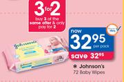 Johnson's 72 Baby Wipes-Per Pack