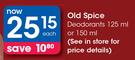 Old Spice Deodorants-125ml Or 150ml Each