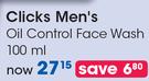 Clicks Men's Oil Control Face Wash-100ml Each