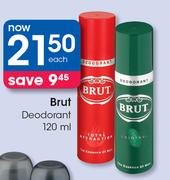 Brut Deodorant-120ml Each