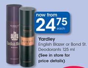 Yardley English Blazer Or Bond St.Deodorants-125ml Each