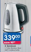 Kambrook 1.7Ltr Stainless Steel 360 Degree Cordless Kettle-Each