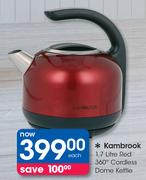 Kambrook 1.7Ltr Red 360 Degree Cordless Dome Kettle-Each
