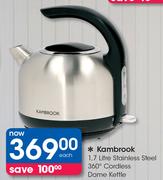Kambrook 1.7Ltr Stainless Steel 360 Degree Cordless Dome Kettle-Each