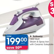 Safeway 1800 Watt Steam & Spray Iron With Soleplate