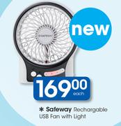 Safeway Rechargeable USB Fan With Light.