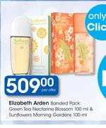 Elizabeth Arden Banded Pack:Green Tea Nectarine Blossom-100ml & Sunflowers Morning Gardens-100ml 