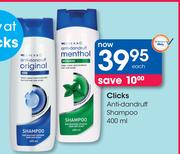 Clicks Anti Dandruff Shampoo-400ml Each