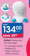 Sorbet Waterproof LED Massager-Each