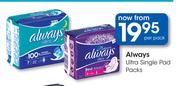 Always Ultra Single Pad Packs-Per Pack