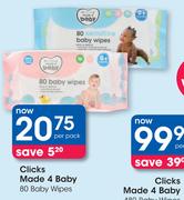 Clicks Made 4 Baby 80 Baby Wipes-Per Pack