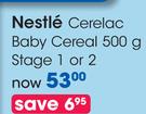 Nestle Cerelac Baby Cereal Stage 1 Or 2-500g Each